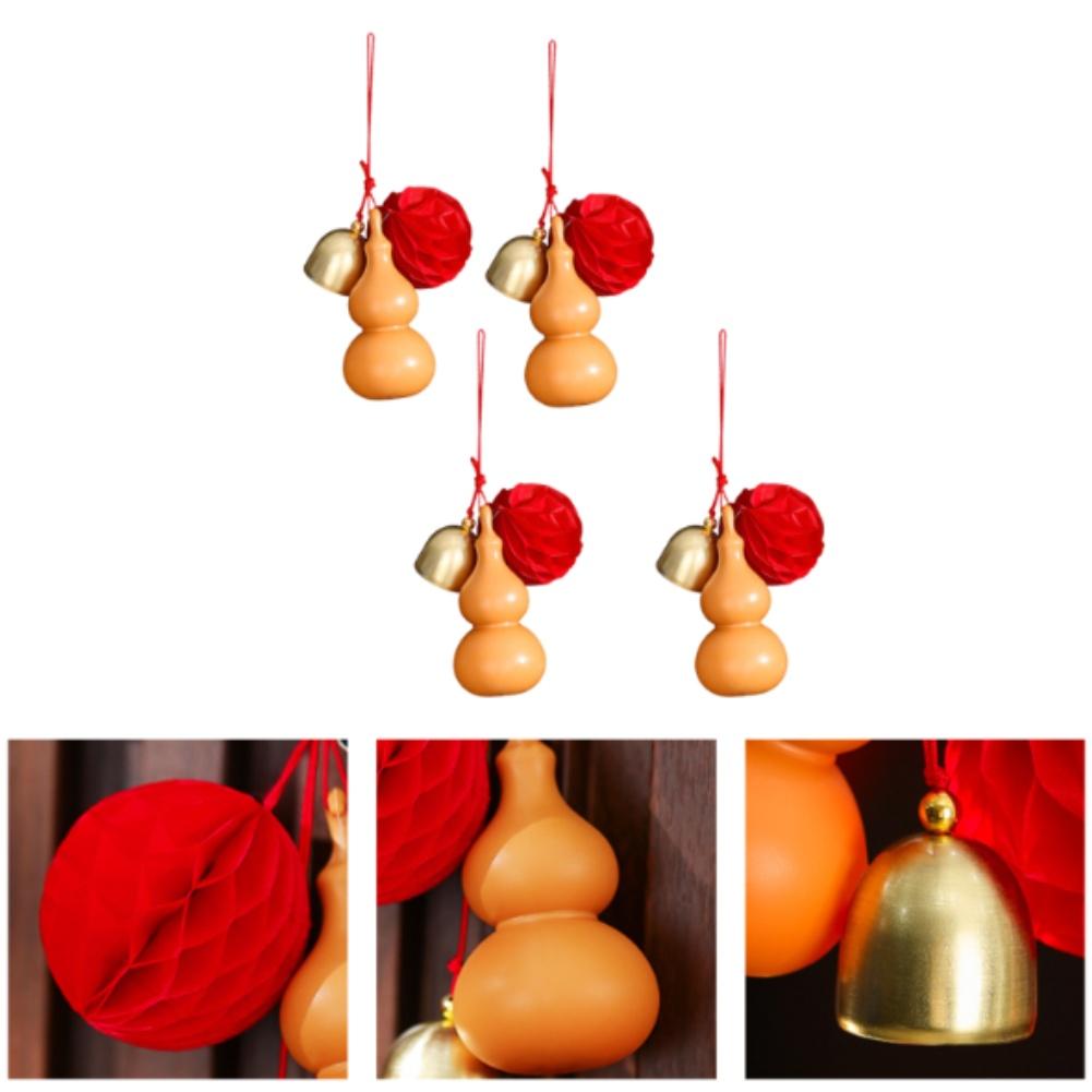 

4Pcs Chinese New Year Horse Decorations Plastic Handmade Gourd Pendant For Home Motorcycle Bell Keychain Car Interior Decoration China Mainland