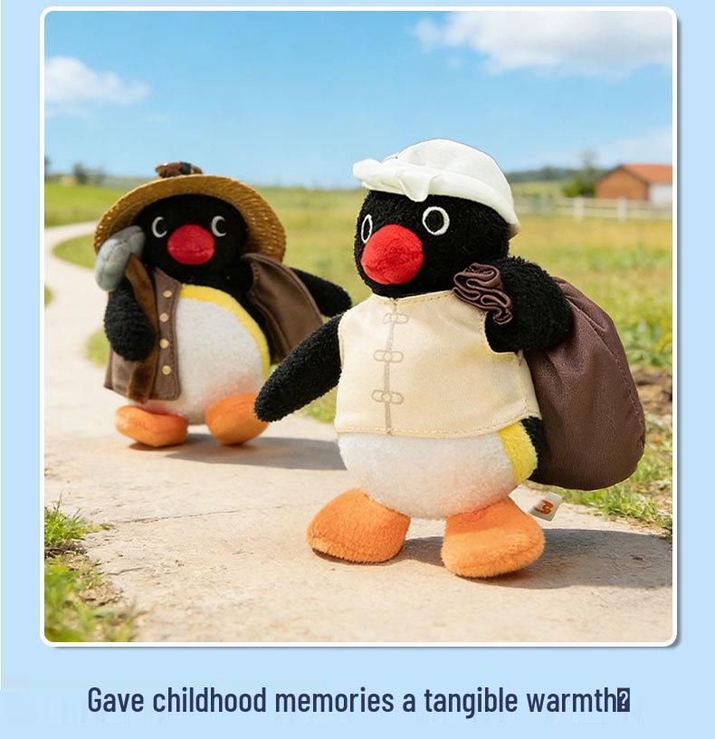 Genuine Pingu Penguin Happy Farm Pendant: Cute Farmer Goose Plush Doll Gift Blind Box.