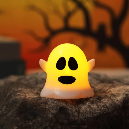 Soft Warm White Ghost Lamp 6 Pcs Decorative Light, LED Color Changing Flameless Battery-Operated Small Figurine Light Mini Spirit Night Lamps, Spooky