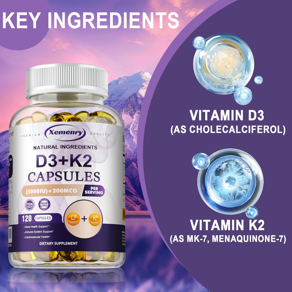 Rich in a blend of vitamin D3 and vitamin K2, it boosts immunity, is suitable for adults, and is vegan.