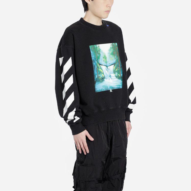 OFF WHITE Waterfall Print Crewneck Sweatshirt OMBA035E19E300151088