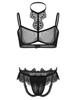 Men's See Through Crossdress Lace Trim Sissy Jock Strap Underwear with Bra Top