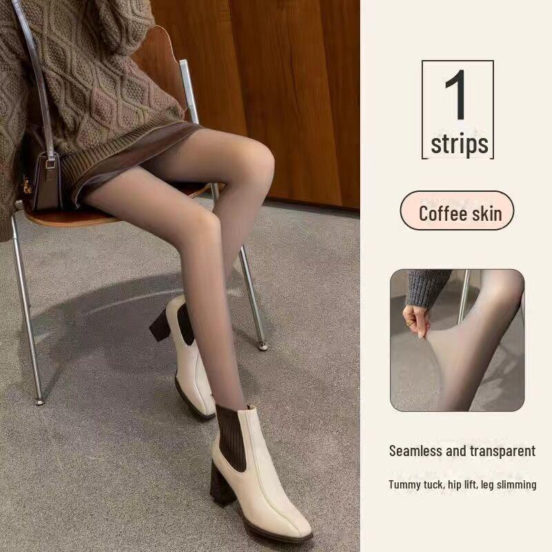 Kostenloser Versand Graue Transparente Stealth Strumpfhose - Samtgefüttert für Bare-Leg-Look, Ideal für Frühling, Herbst, Winter – Schwarze Strümpfe.