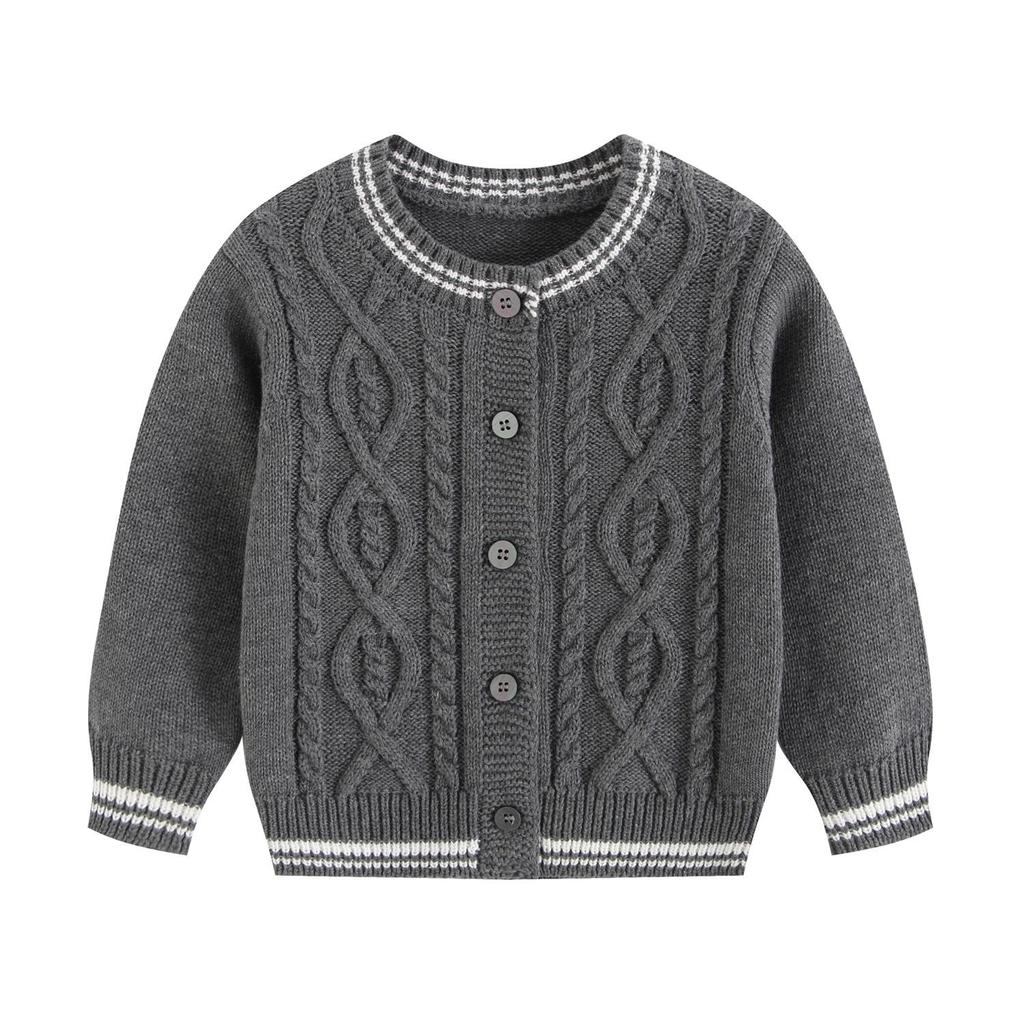 Unisex Korean Style 100% Cotton Knit Cardigan for Boys – Spring/Autumn Casual Baby Sweater