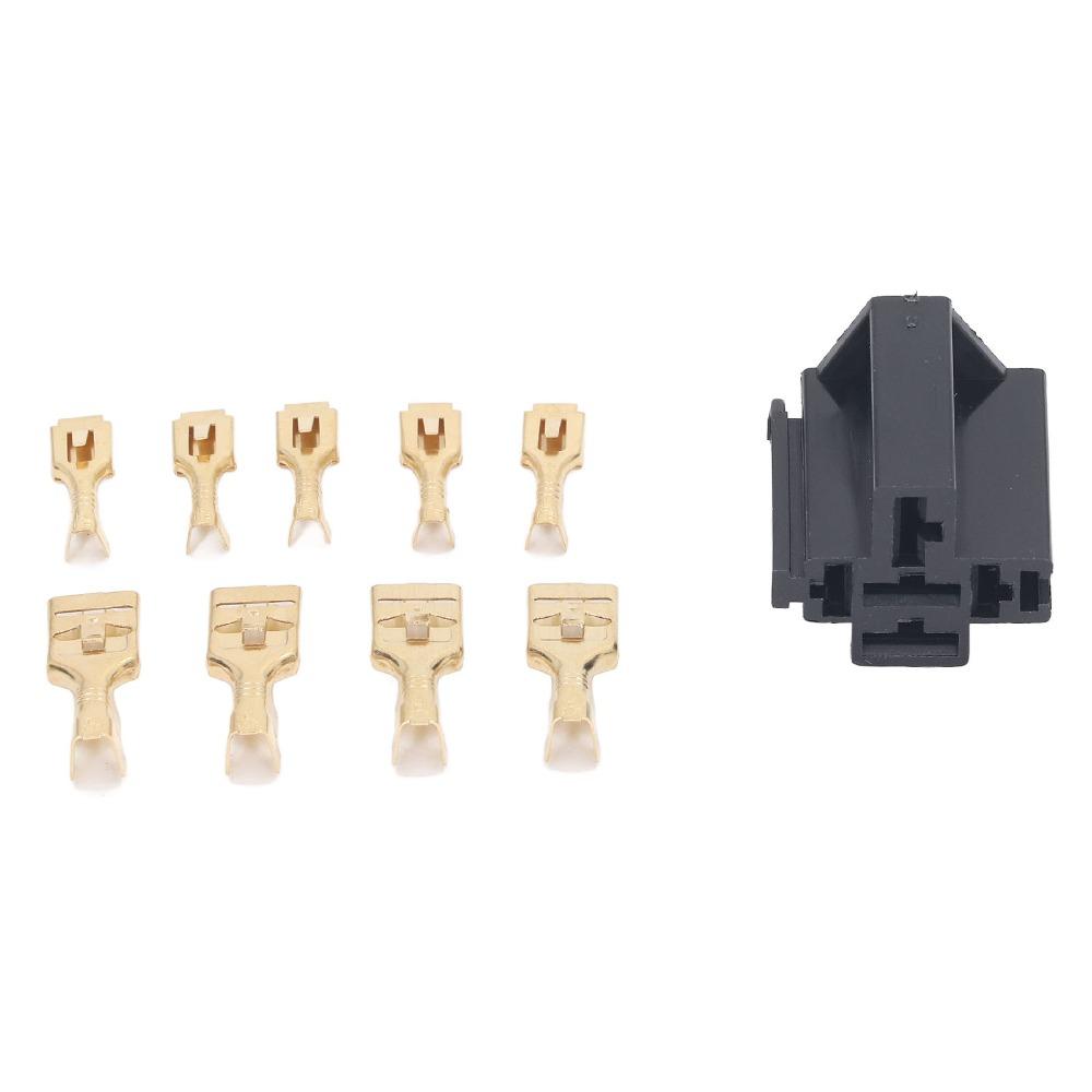 10 Set 5 Pin Terminal Relay Case Holder with 30pc 9.5mm 20pc 6.3mm Terminal ABS Relay Connector 12V 30A/ 40A
