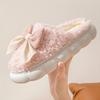 Cotton Slippers Women's Winter Home Non-slip Thick Bottom Cute Bow Bag Head Snow Plush Slippers