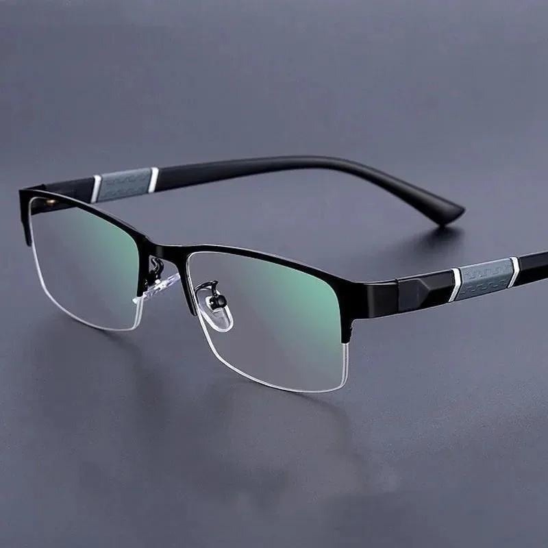 New Metal Anti-blue Light Reading Glasses for Men Business Eyewear Diopter 0 to +4.0 Farsighted Vision Correction