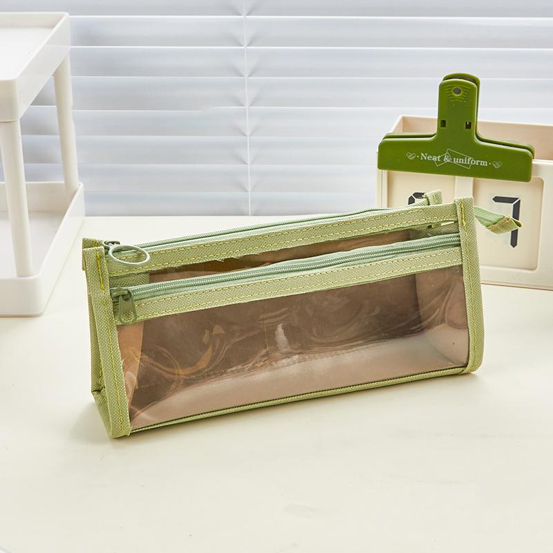 

Двошаровий пенал Футляр для ручок Оксфордська тканина Прозора передня сумка для зберігання Кишеня для шкільних канцелярських товарів