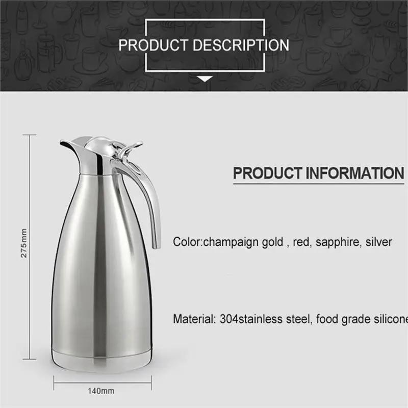 2L Large Double Layer Stainless Steel Thermos Bottle Home Bar Thermal Flask Kettle Tea Coffee Hot Water Jug Insulation Pot