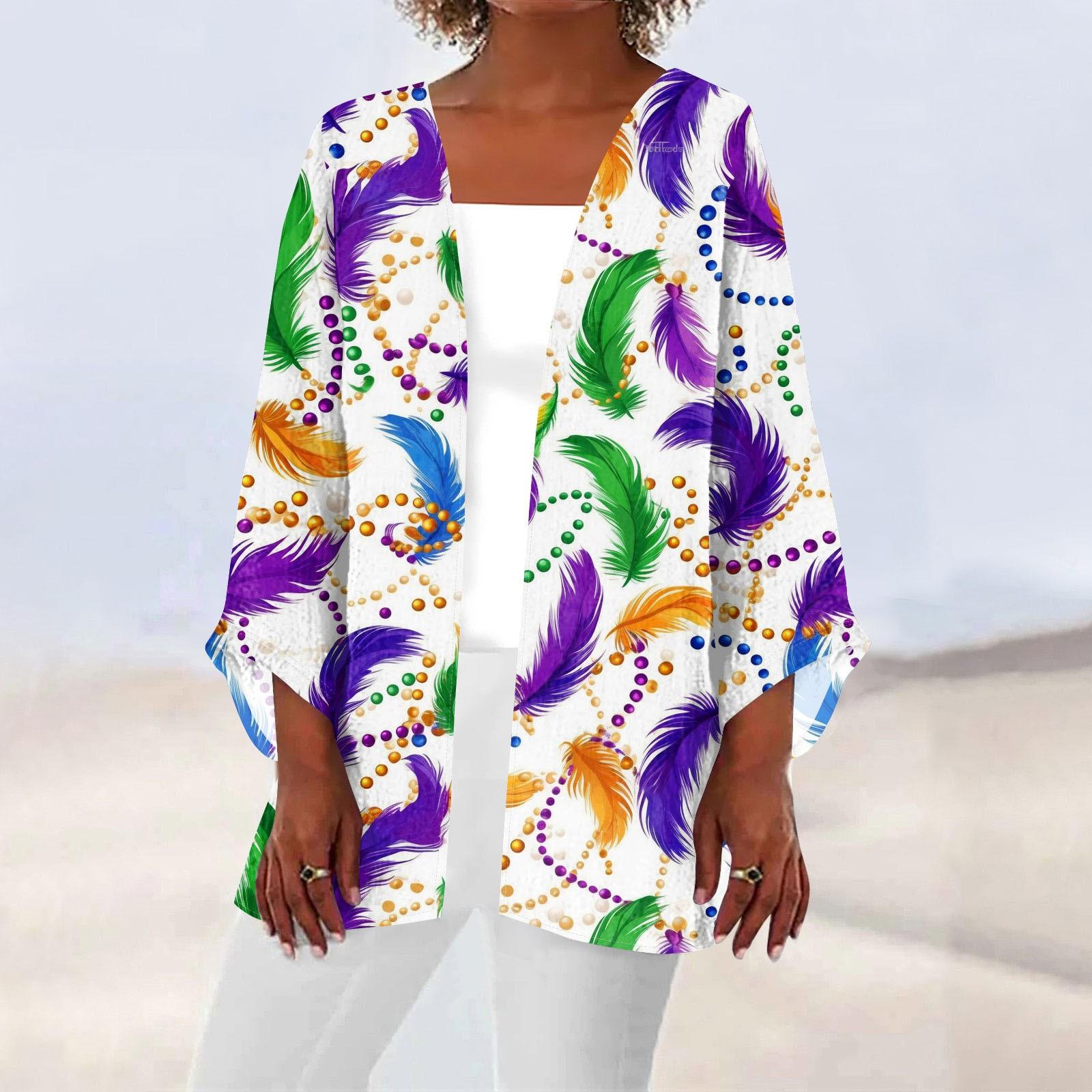 

Женский кардиган с длинным рукавом и принтом «Карнавал» на пуговицах XXXL белый