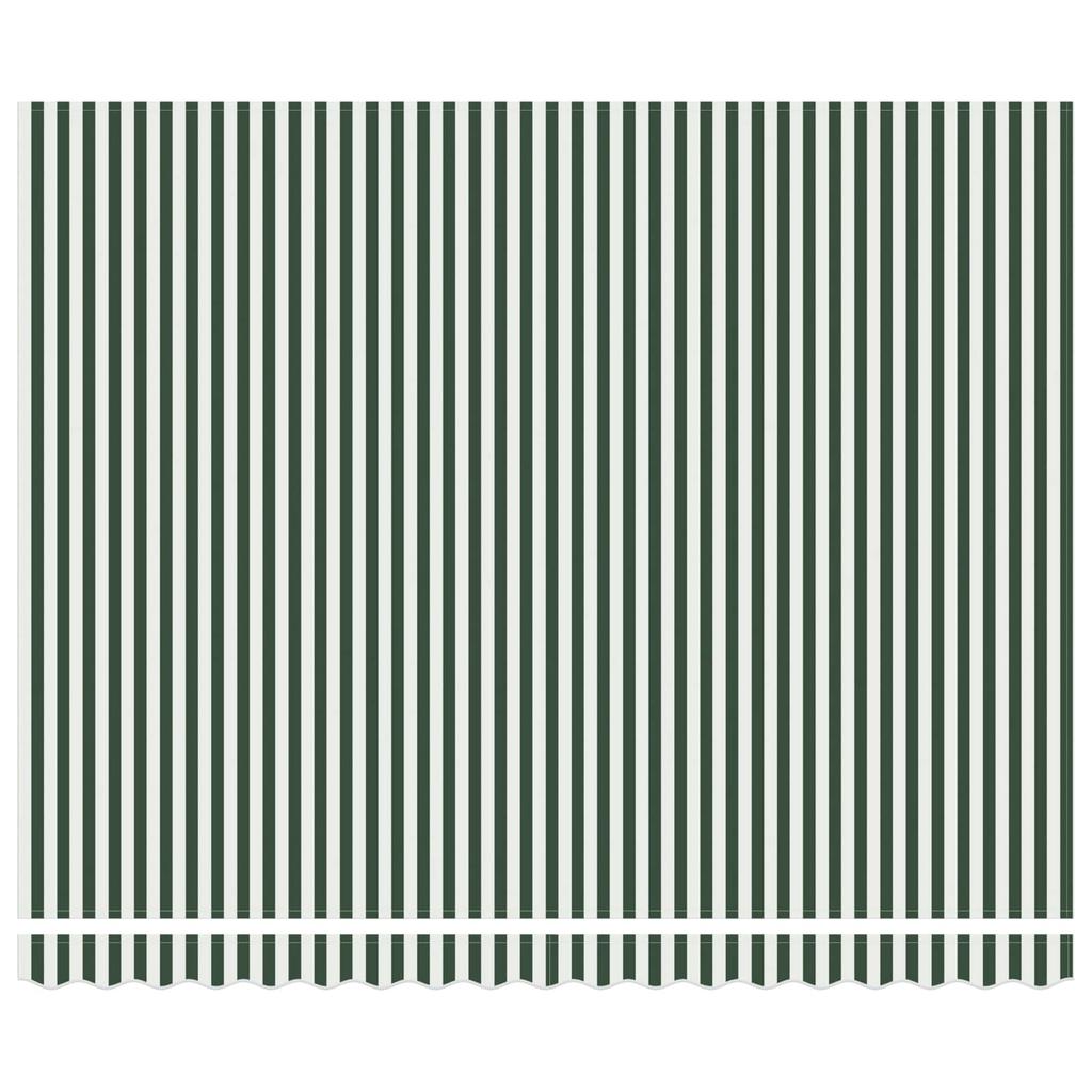 Retractable Awning Green and White 400 X 300 Cm Fabric and Metal