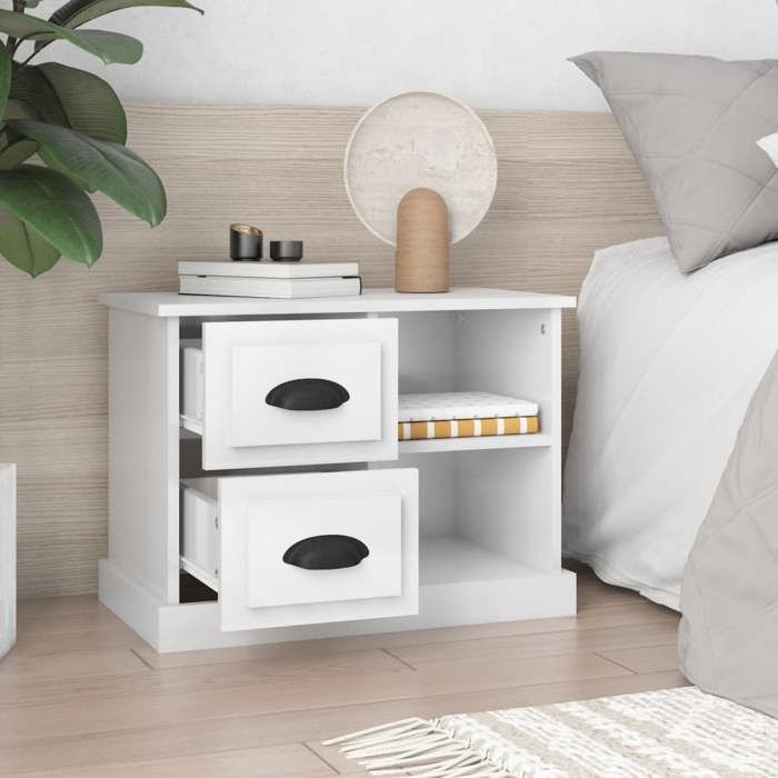Maison Exclusive - Table de chevet blanc brillant 60x35,5x45 cm