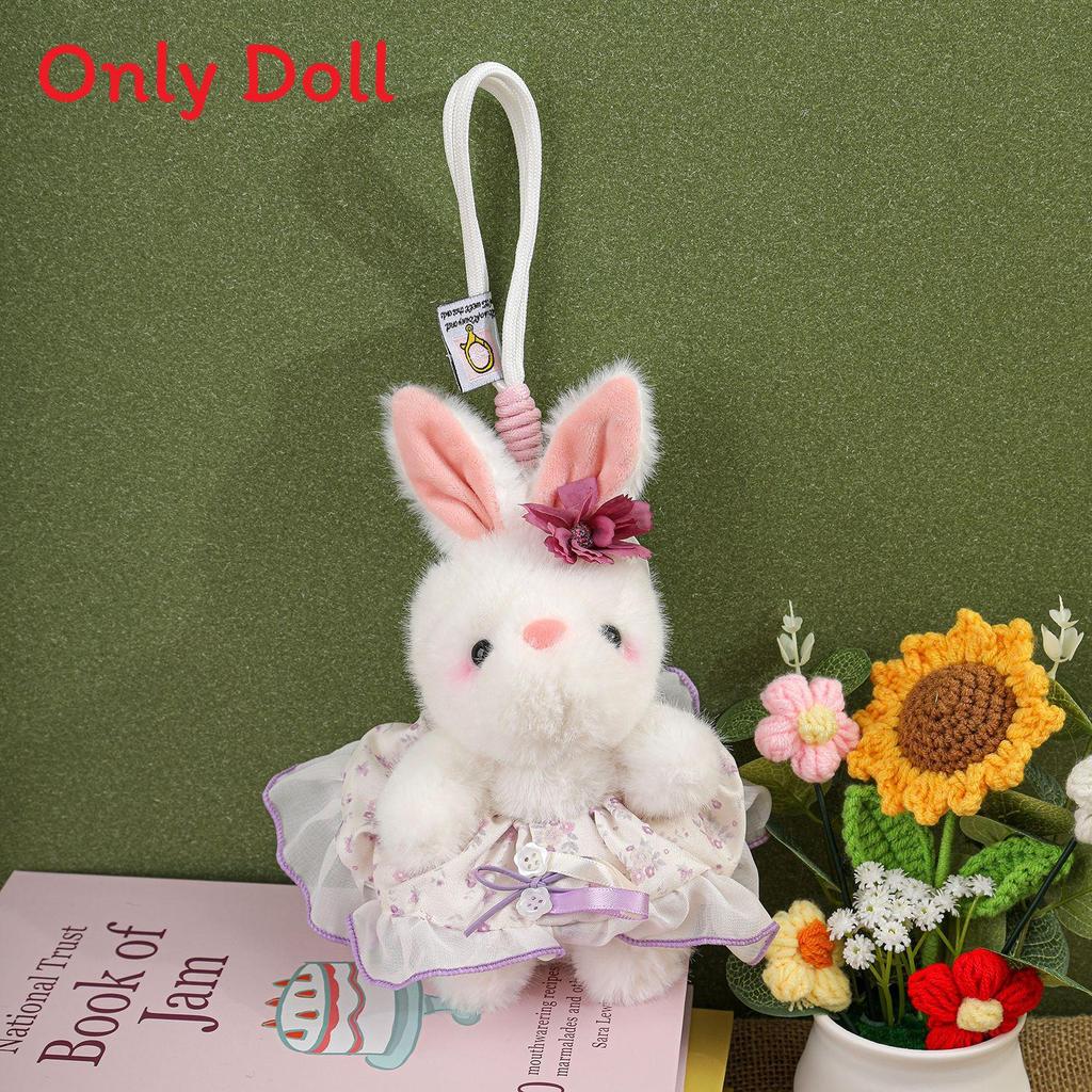 Adorable Bunny Pendant Plush Toy With Lace Accents For Kids And Teens