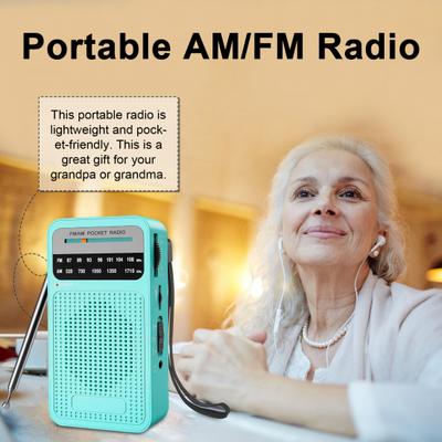Portable AM/FM Radio with Speaker Clear Stereo Sound Battery Powered Handheld Radio with 3.5mm Headphone Jack