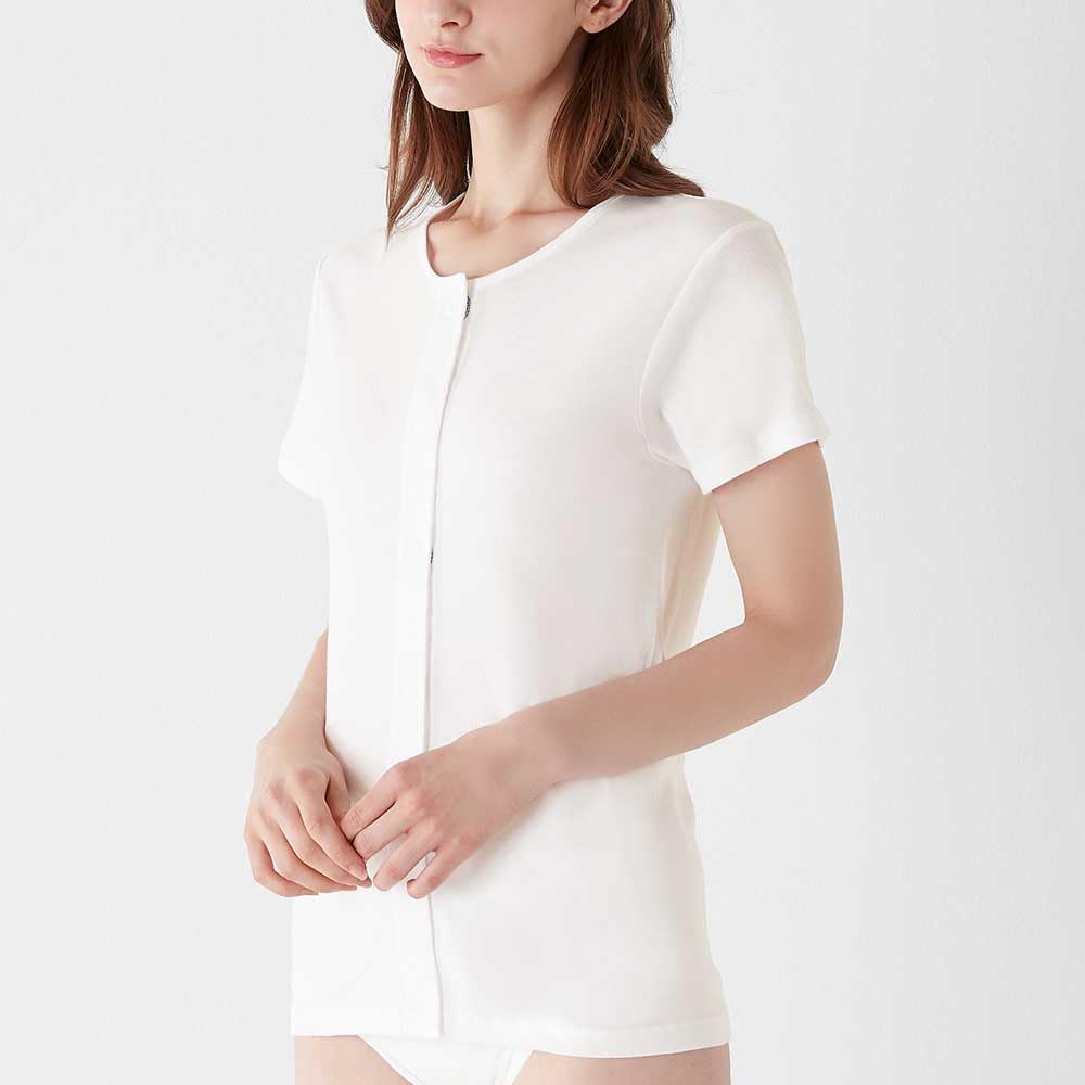 Gunze Sleeve Front and Moisturizing and Easy Calm Set of 2 Women's 3/4 Innerwear, Opening, Antibacterial, Deodorizing, Ingredients, 100% Cotton, "Aijo