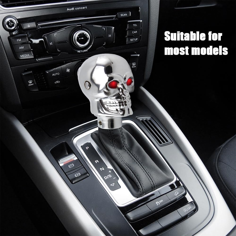 ASUBHA Skull Shifter Knob, Personalized Skull Shifter Head With Adjustable LED Double Eyelet Decorations, Gear Knob Head Universal Car Interior