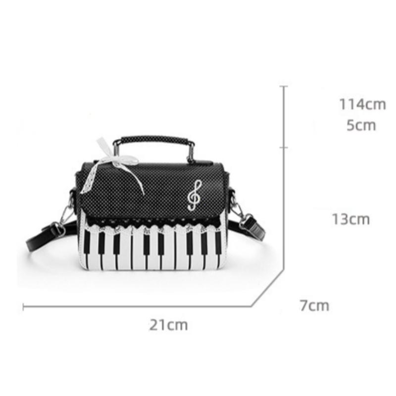 Fashion Contrast Color Handbag Creative Polka Dot Piano Note Small Square Bag Flip Zipper Shoulder Bag Y2k Style Crossbody Bag
