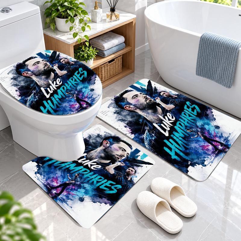 3Pcs Flannel Toilet Mat Set Luke Humphries Bathroom Rug Bath Carpet Non Slip Home Decor