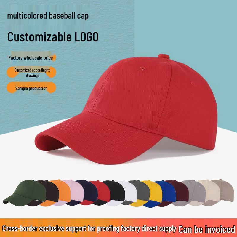 Unisex Pure Cotton Soft Top Baseball Cap - Customizable Team Duckbill Sun Hat