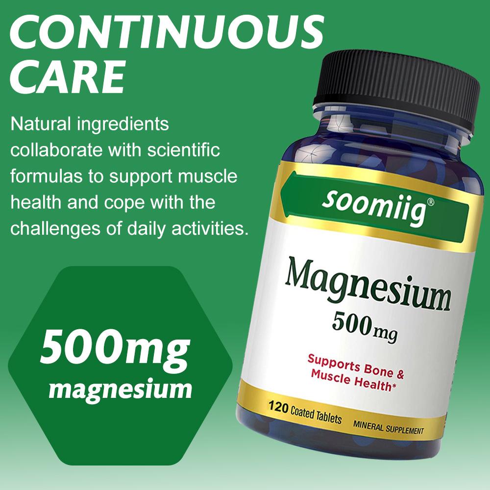 Magnesium 500 mg - Highly effective formula for bone and muscle health. 120 capsules.