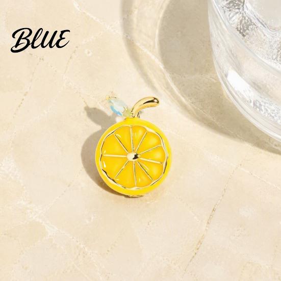 Summer Clothing Jewelry Lemon Slice Brooch Pin Oil Dripping Fruit Pin with Jackets Enamel Pins Rhinestone Leaf Decorative Badge for Clothes