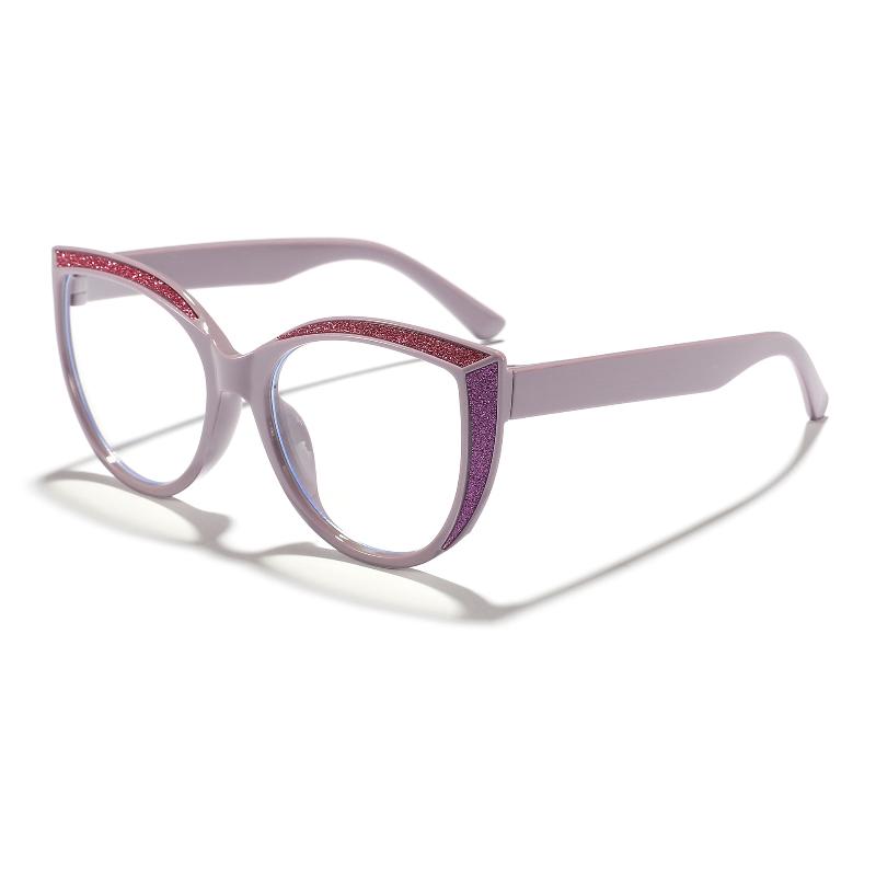 Women's Stylish Cat Eye Sunglasses with Glitter Black Frame Brown Lens for Chic Outings