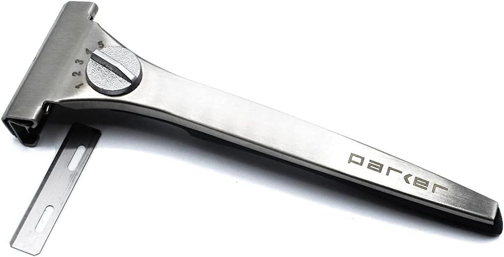 Parker Injector Razor Replacement Blades Adjustable Dial for Blade Exposure Stainless Steel Razor for Men (Single Blade/20 Included) (Smooth/Close