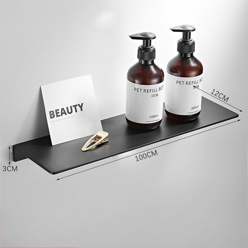 Gunmetal Gray Wall-Mounted Bathroom Storage Rack - Double Layer, No-Drill Shelves