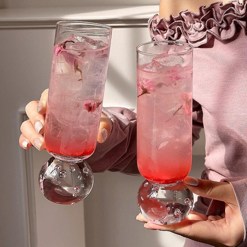 1 Stuks Rechte Glazen Beker Met Balhouder Koffiemelkglas Beker Met Bubbelbodem Bierglas, Sapglas