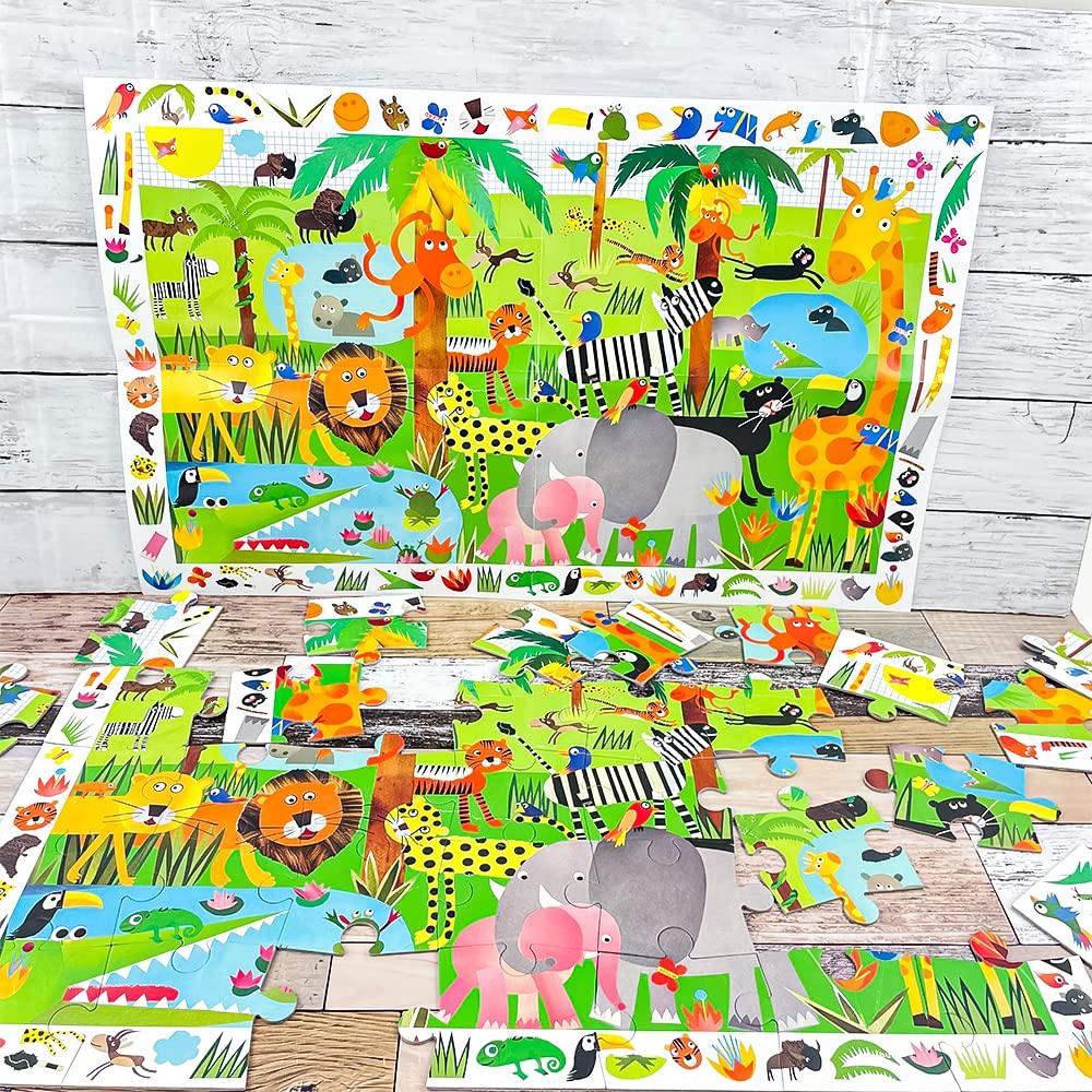 DJECO Jungle Observation Puzzle, 35-Piece Picture Search Jigsaw Puzzle, Montessori Educational Toy for Ages 3, 4, and 5. Perfect for Boys and Girls,
