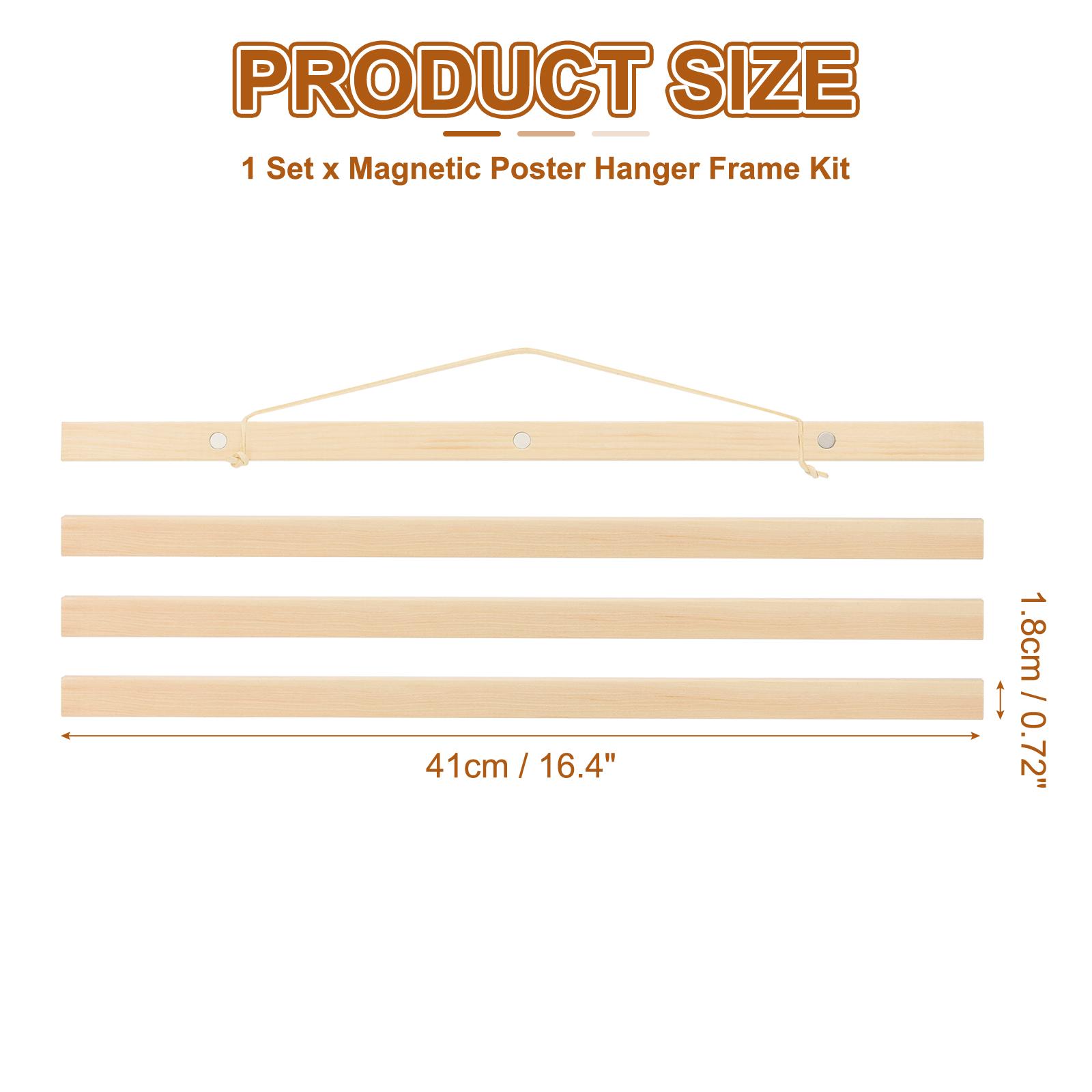 1Set Magnetic Poster Hanger Frame 16/20 Inch Wooden Magnet Picture Hangers Frames Photo Painting Canvas Poster Frame Art Hanger