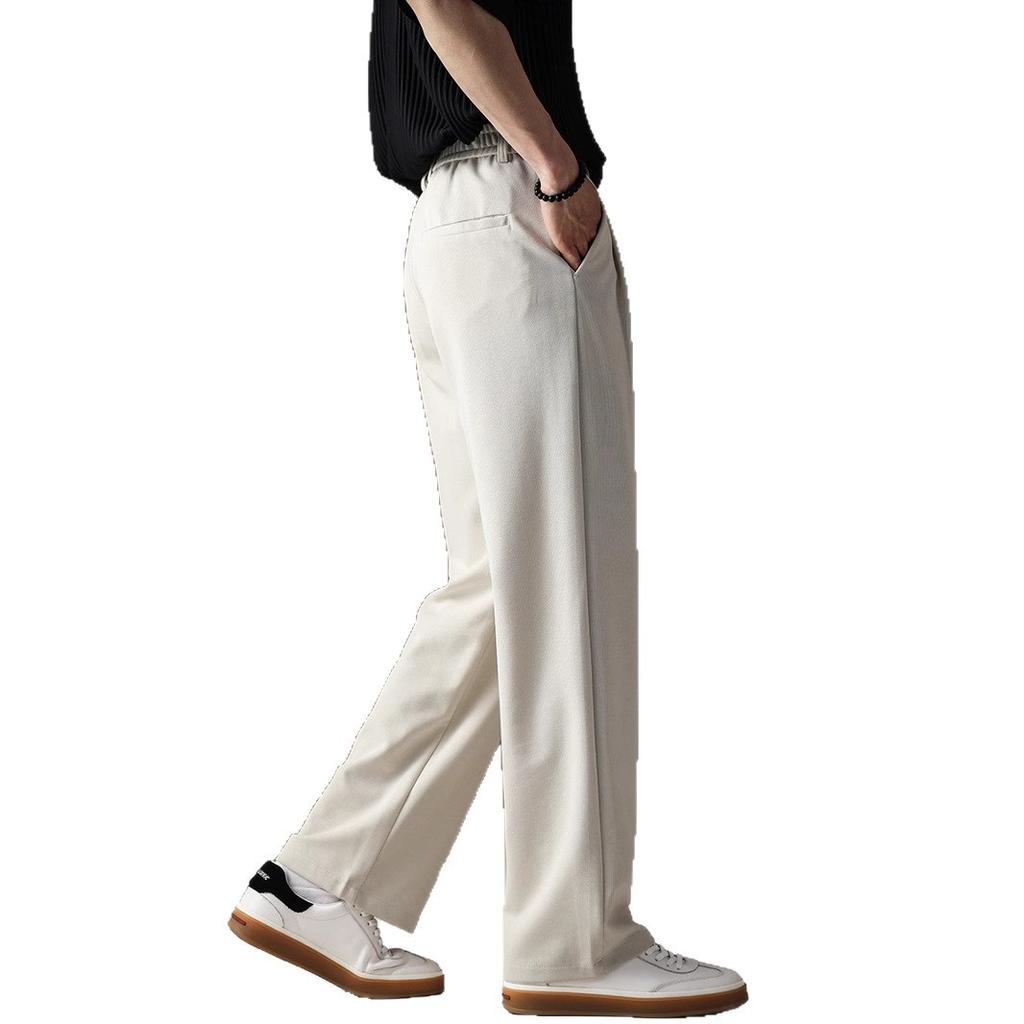 Straight Wide-leg Commuter Casual Pants Men's Drape Breathable Trousers Summer Ice Silk Thin Suit Pants Casual Versatile