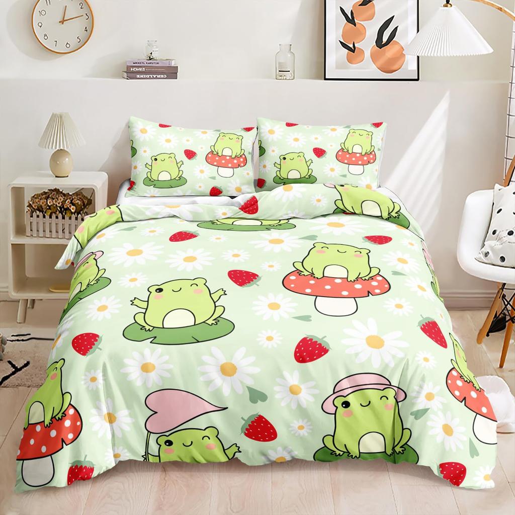 Frog Soft Comfortable Quilt Cute Animal Three-Piece Full Size Children Male Female Adult