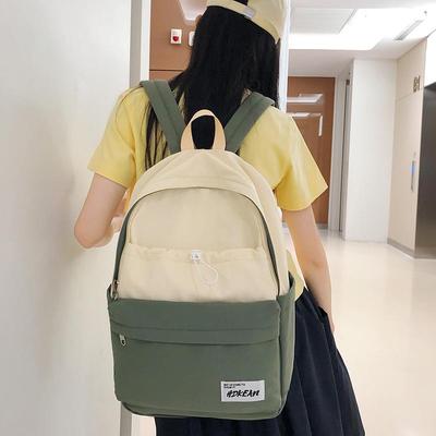 Autumn and Winter New High-Value Color-Block Casual Letter Backpack for Female Primary and Secondary School Students Double Shoulder Bag