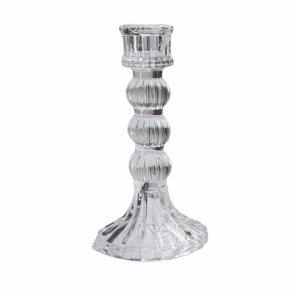

Transparent Glass Candle Holder Vintage Simple Candles Stand Table Centerpiece Style 2