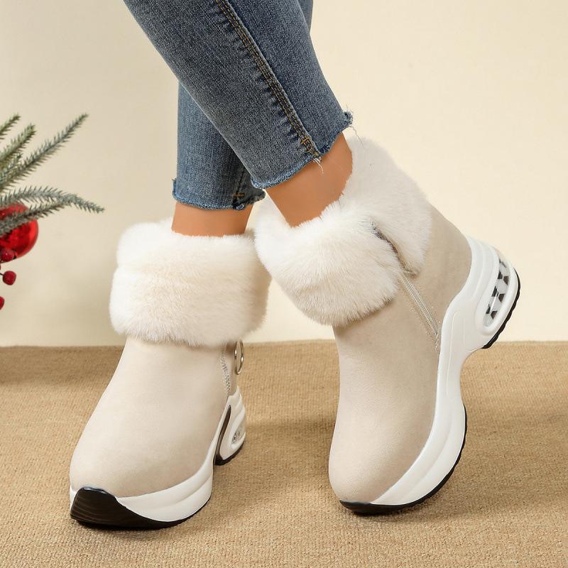 In autumn and winter, the new large-size European and American solid color thick-bottomed slope heel piled thickened cotton boots Snow boots