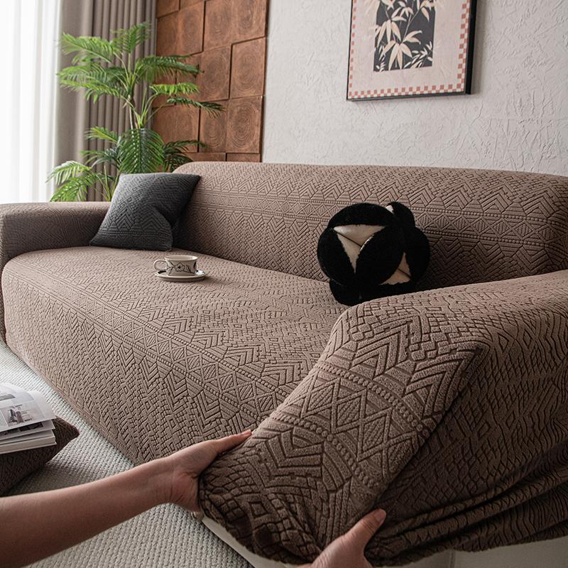 1 Pc Easy-Remove Jacquard Fabric Couch Cover Skirted Couch Protector Bench Pattern Design Sitting Room Furniture Cover