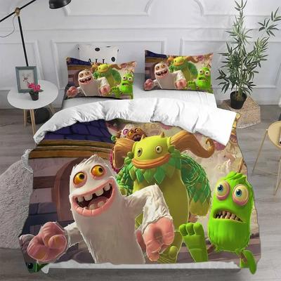 Anime My Singing Monsters Video Game Cartoon Printed Bed Set Duvet Cover Pillowcase Bedding Set Bed Linen Sheet Quilt Full Size