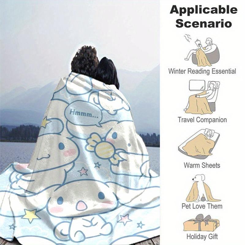 1pc, Sanrio Adorable Bunny Home Decor Flannel Blanket: Perfect Gift for Bedroom, Living Room, Travel, Camping, Car, Beach, Office Nap, Ideal Sofa Thro