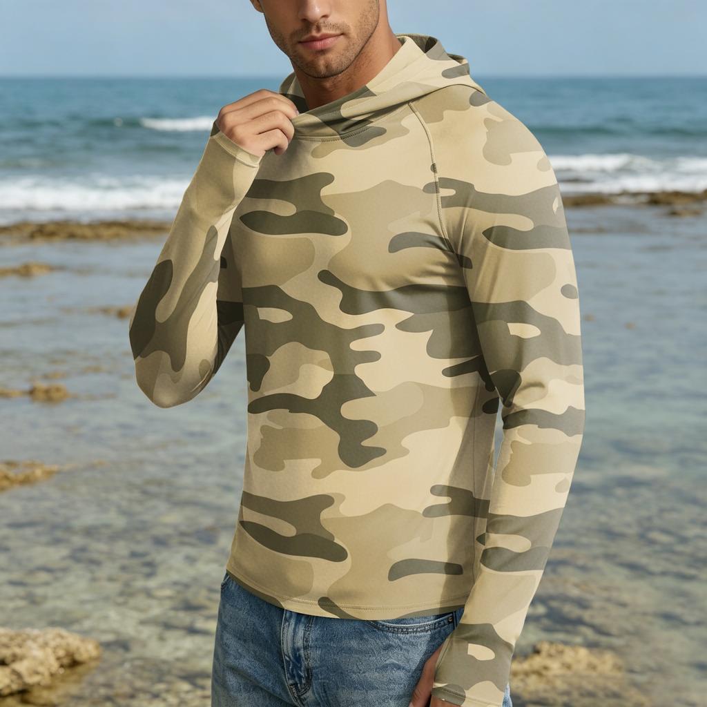 Men 50 Plus Sun Hoodie Long Sleeve Lightweight Quick Dry Hooded Shirt for Outdoor Activities
