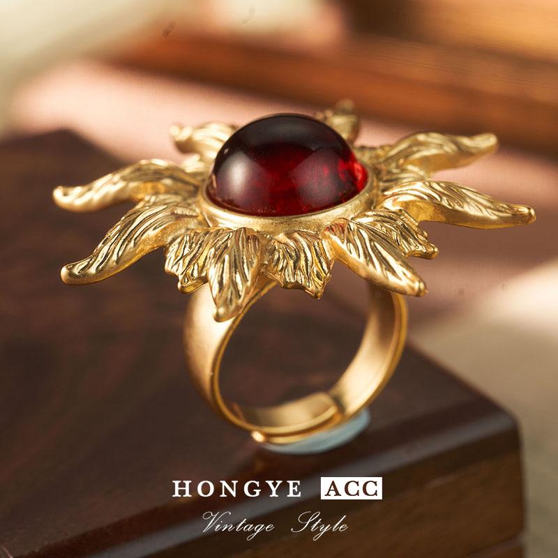 

Adjustable Irregular Floral Ring - Non-fading Chinese-Style Retro Jewelry One Size
