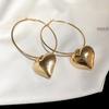 Silver Big Heart Pendant Earrings For Women Exaggerated Metal Geometric Huggie Hoop Earrings Jewelry Gift
