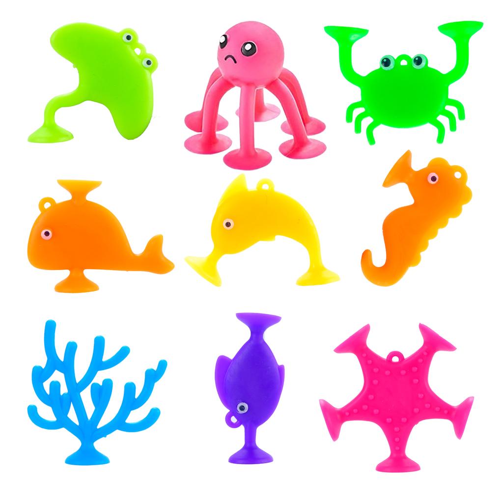 Baby Rubber Bath Toddle Toys Ocean Animal Suction Cup Bath Pool Baby Sharks Toys Parent-child Interaction Educataional Toy