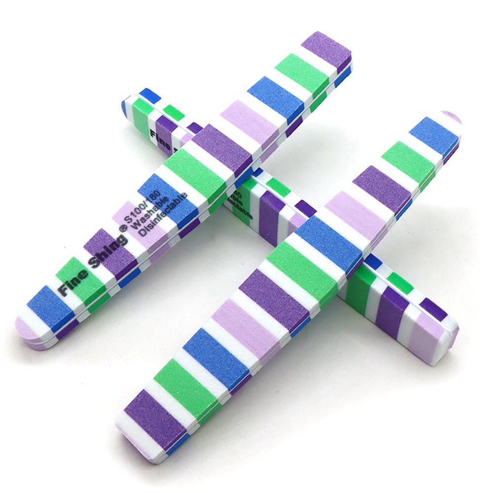 Rhombus Stripe Double-Sided 100/180 Nail File - Wear-Resistant, High Elastic Sponge, Washable Manicure File Strip