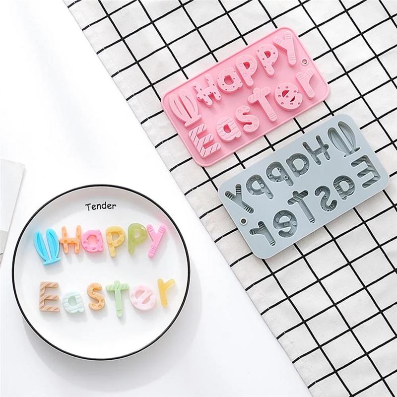 Frohe Ostern Alphabet Epoxidform Umweltfreundliche Harzform Lebensmittelqualität Schokolade Kekse DIY Kuchenform Backzubehör