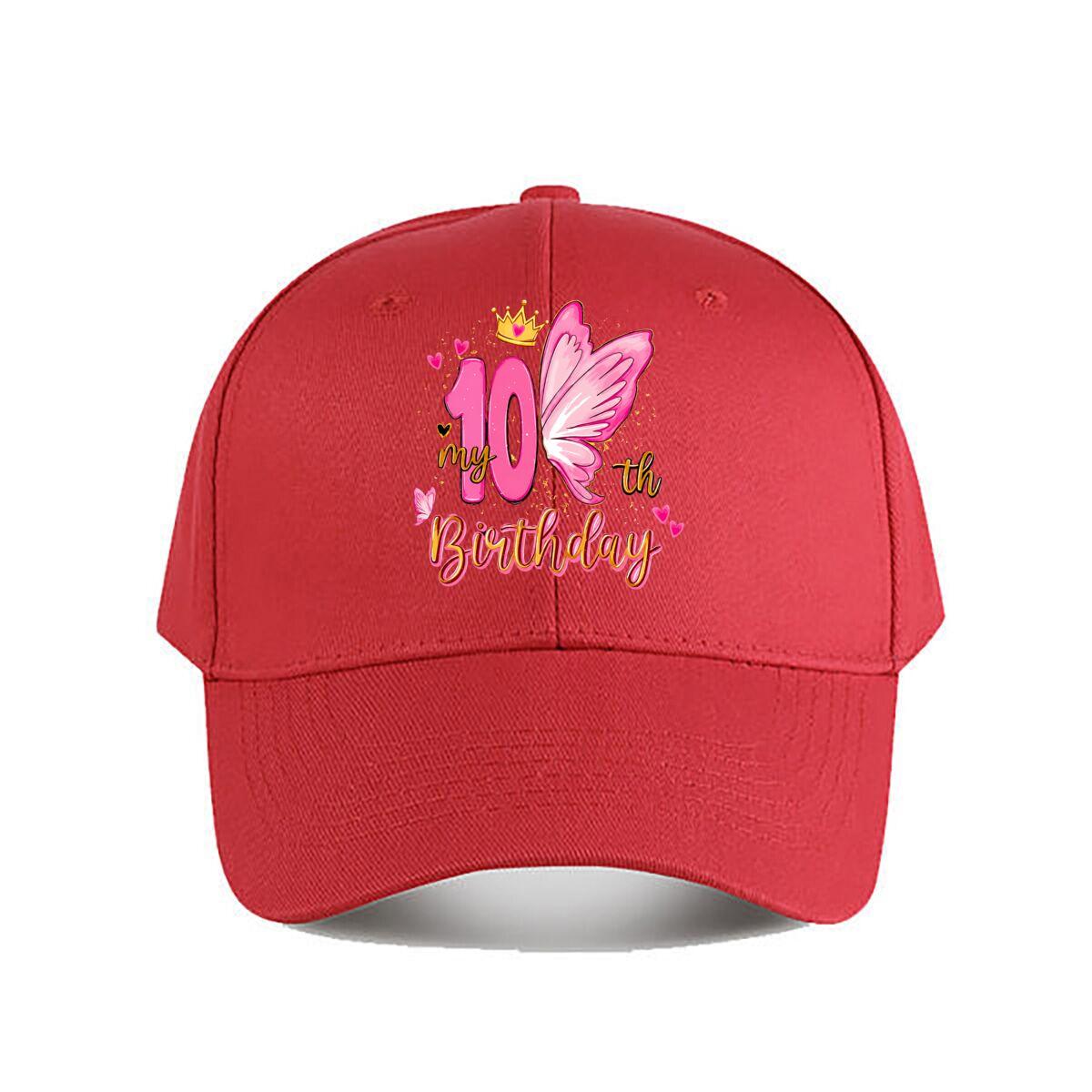 th Birthday Pink Butterfly Crown Glitter Baseball Cap Fashion Unisex Sunhat Womens Outdoor Sports One Size