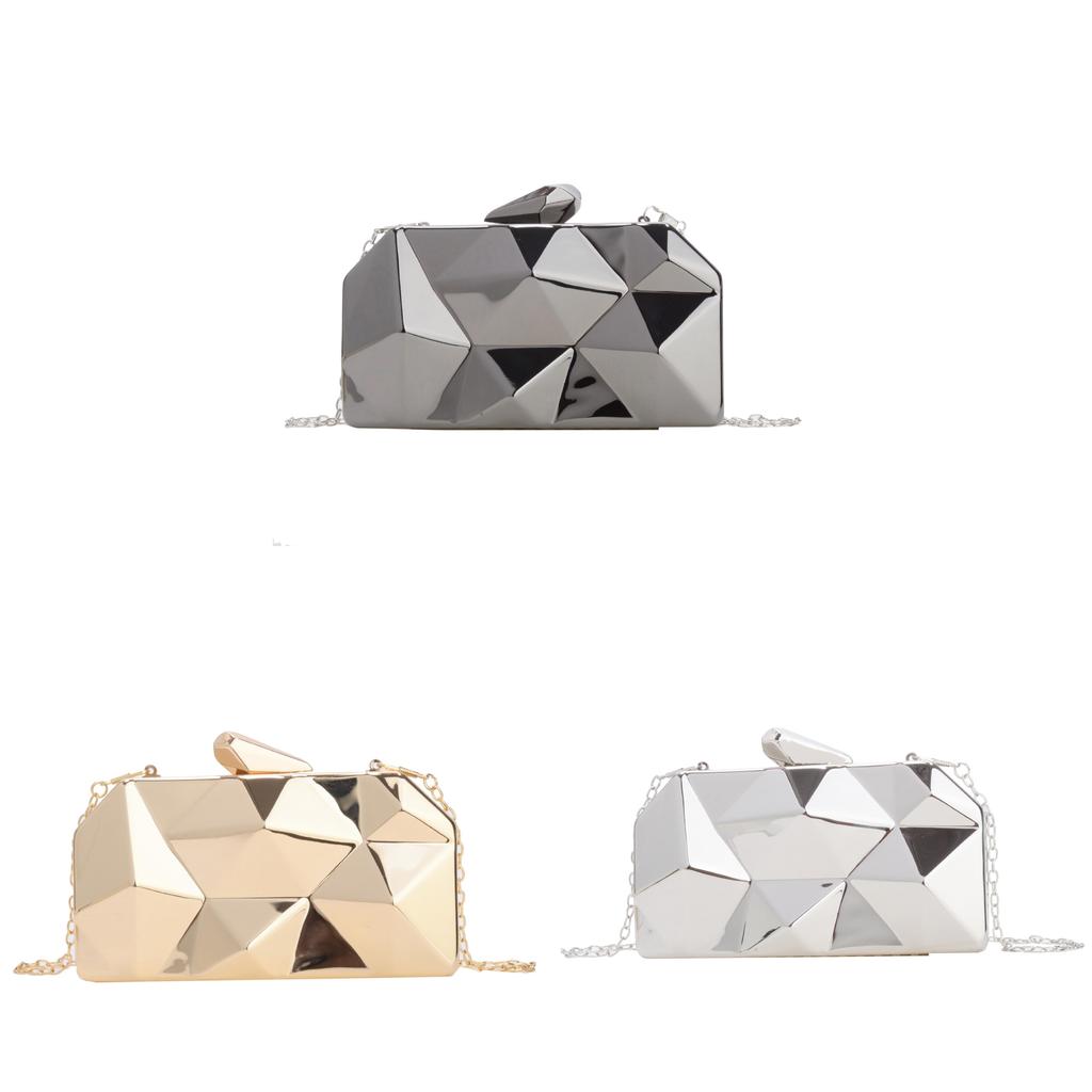Acryl Mini Box Clutch Met Ketting Zilver Elegante Avondtas Voor Dagelijks Gebruik