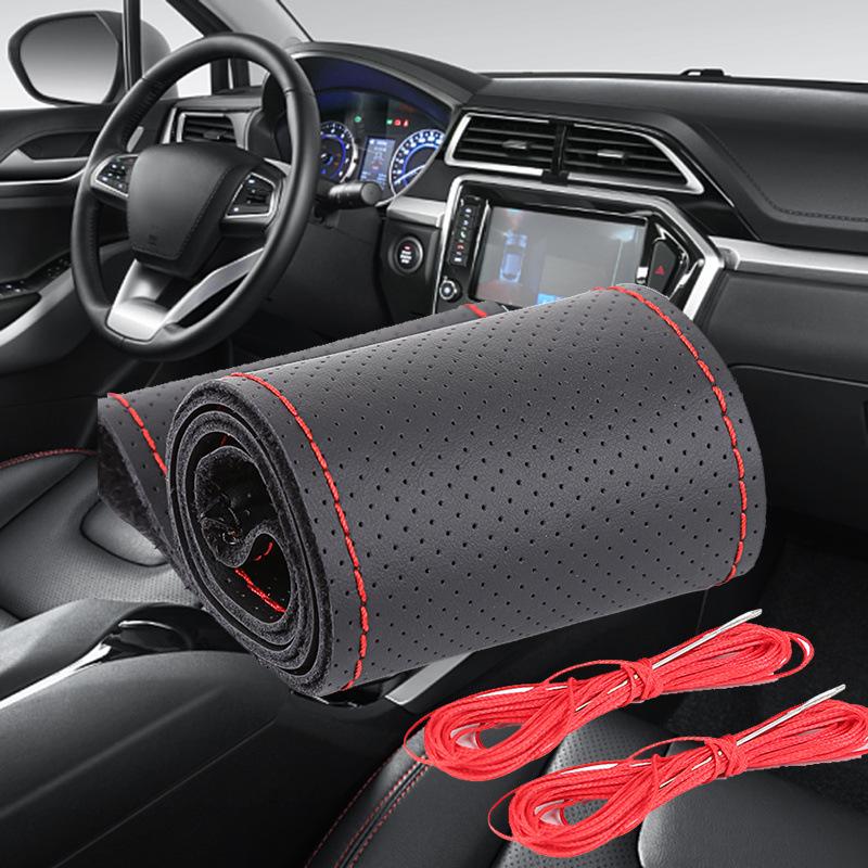 Χειροποίητο Κάλυμμα Τιμονιού από Γνήσιο Δέρμα, Αντιολισθητικό, Άνω Στρώμα από Δέρμα Αγελάδας που Απορροφά τον Ιδρώτα, Καθολικό για Όλες τις Εποχές.