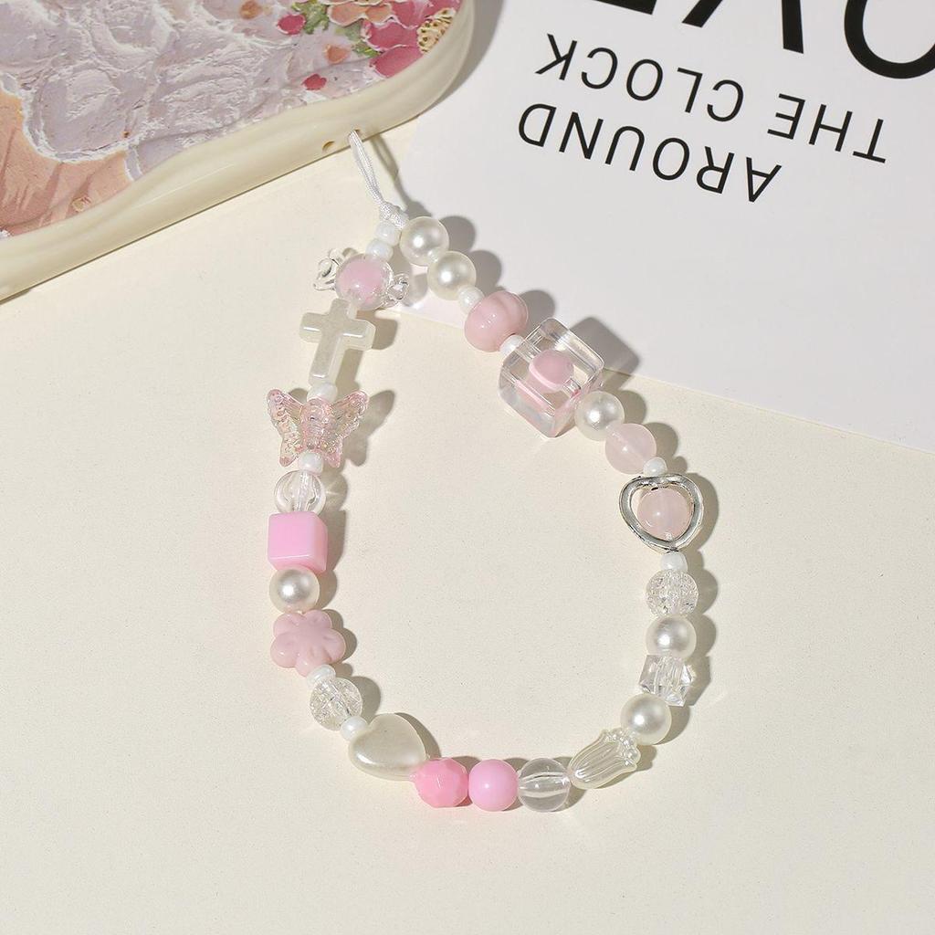 Stylish Pearl Bow Phone Lanyard for Women - Cute Beaded Anti-Lost Accessory