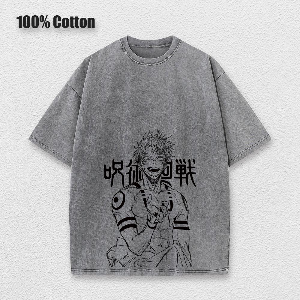 

Футболка Anime Jujutsu Kaisen Washed с графическим принтом в стиле хип-хоп, винтажная футболка для мужчин и женщин, хлопковая повседневная футболка с коротким рукавом XL